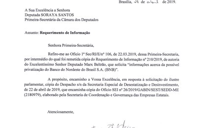 Em resposta a Marx Beltrão, governo Bolsonaro nega privatização do BNB