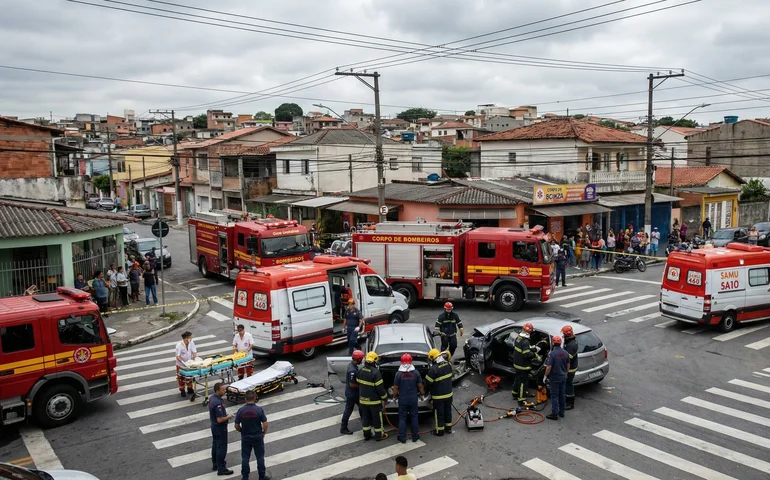 Acidente entre ônibus e carros deixa dois feridos graves na zona norte de SP