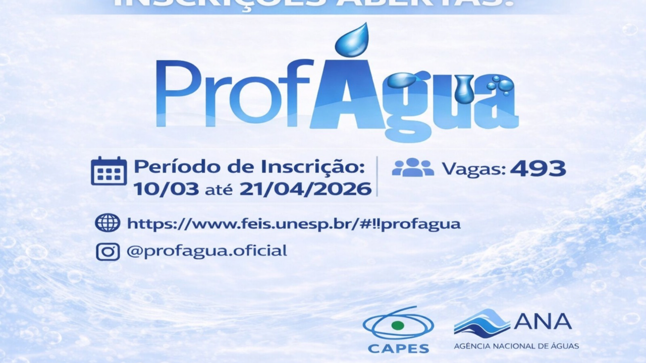 Abertas inscrições para seleção do mestrado em rede ProfÁgua