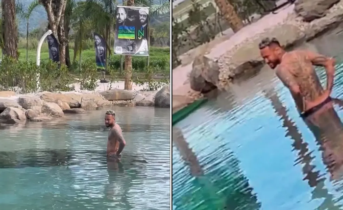 Neymar em lago artificial em Mangaratiba, Rio de Janeiro