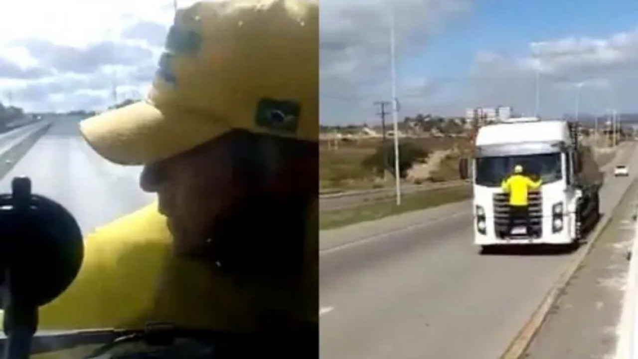 Patriota do caminhão diz que temeu a morte ao se agarrar no veículo