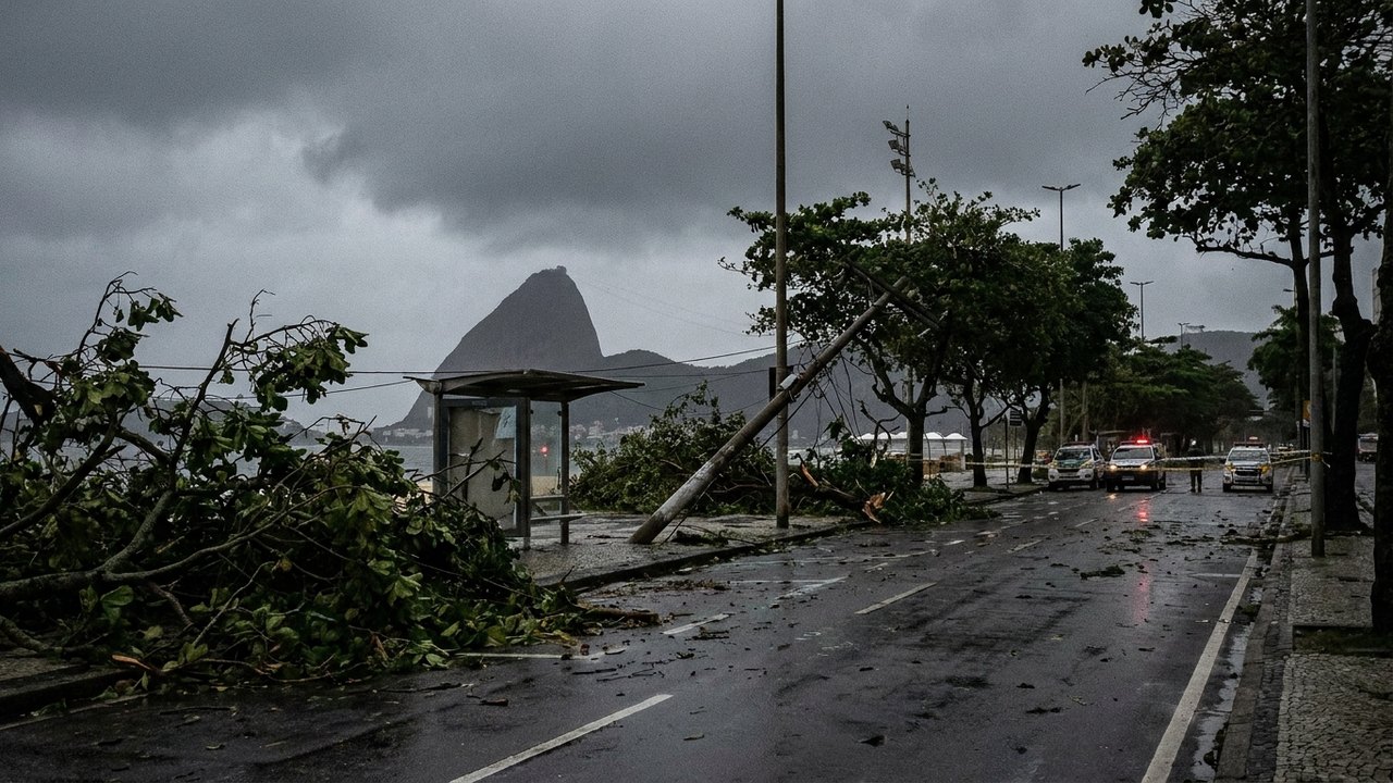 Ventos de mais de 100 km/h atingem o Rio, causam duas mortes, interrompem transportes, e prefeito pede para população evitar deslocamento
