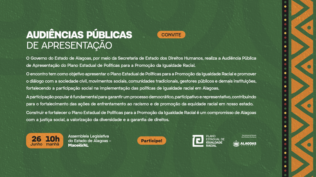 Governo de Alagoas apresenta plano estadual de promoção da igualdade racial