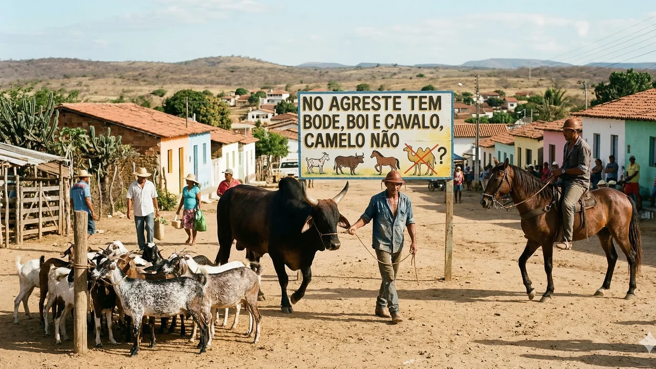 No agreste tem bode, boi e cavalo, camelo não