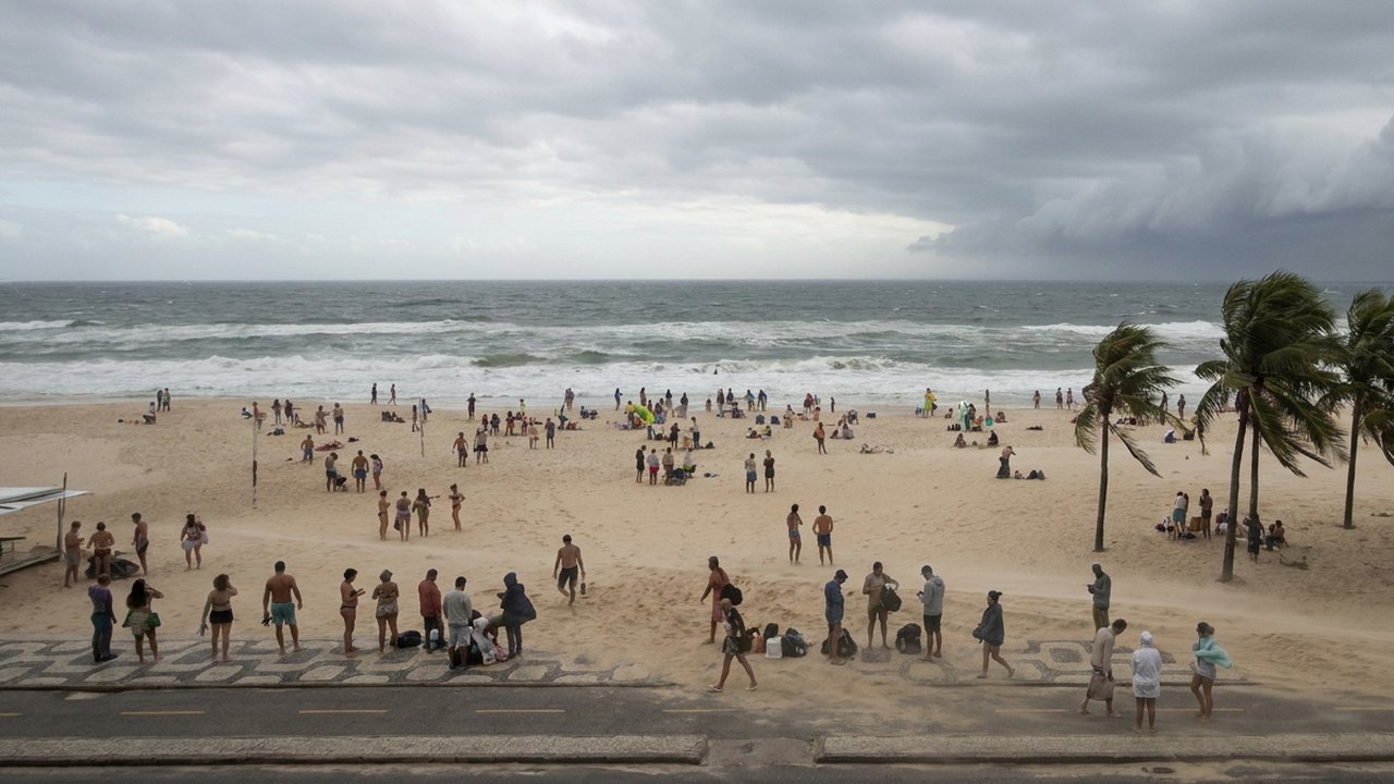 Rio pode chegar a 35°C antes da passagem de frente fria; ventos de quase 60 km/h já se aproximam
