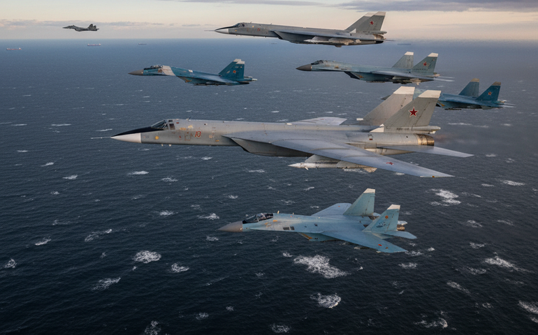 Bombardeiros russos Tu‑22M3 realizam voo programado sobre o Mar Báltico