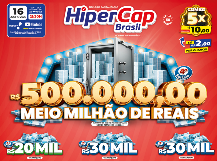 R$500 mil em jogo: essa pode ser a chance da sua virada com o HiperCap!