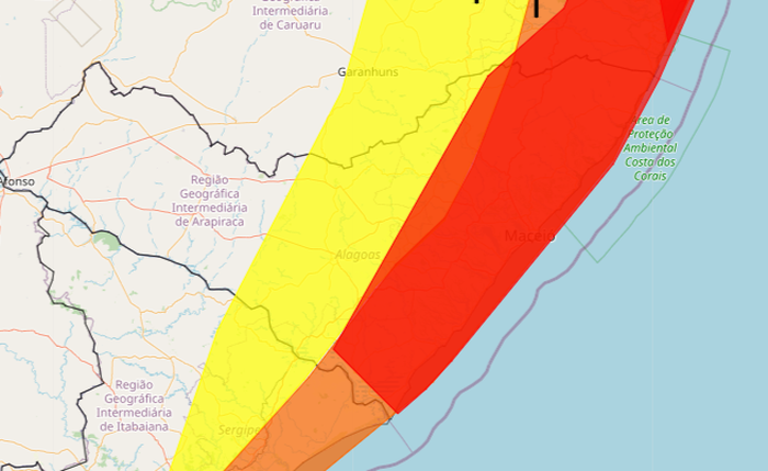 Alagoas tem três alertas emitidos pelo Inmet Alagoas tem três alertas emitidos pelo Inmet