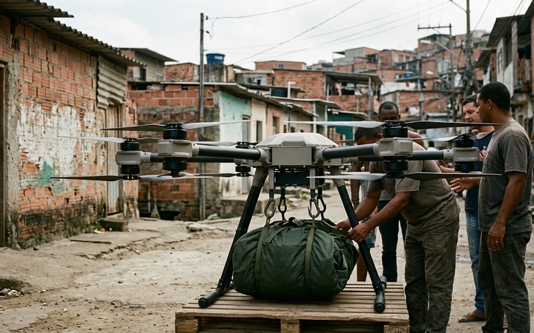 Drone comprado pelo Comando Vermelho transporta até 80 kg e tem alcance de 12 km