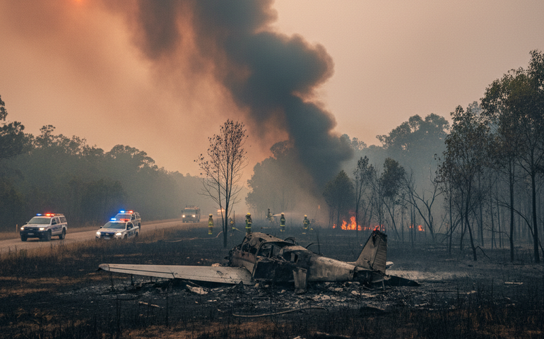 Queda de avião leve deixa duas pessoas mortas e causa incêndio florestal na Austrália