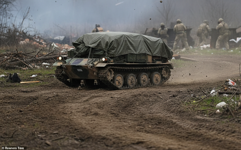 Drone terrestre russo transporta até 1 tonelada na linha de frente sob fogo ucraniano