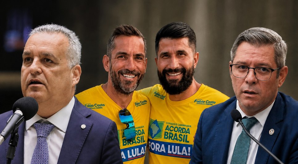 Alfredo Gaspar, Leonardo Dias, Fábio Costa e Bebeto. / Foto: Imagem gerada por IA. 