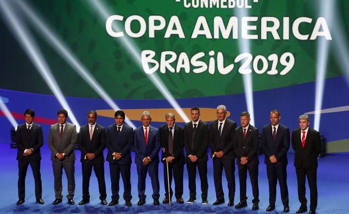 Treinadores das seleções no sorteio dos grupos da Copa América Brasil 2019, na Cidade das Artes, no Rio de Janeiro