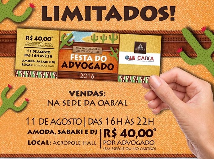 Ingressos para a festa do Advogado já podem ser comprados na CAA