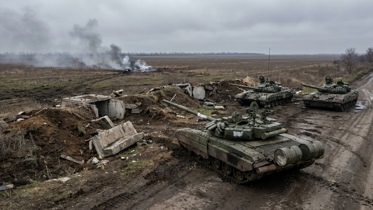 Tanques T-80BVM russos atingem defesas inimigas na direção de Dobropolie