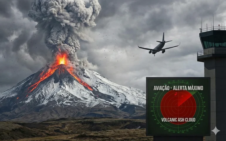 Erupção de vulcão em Kamchatka acende alerta máximo para a aviação