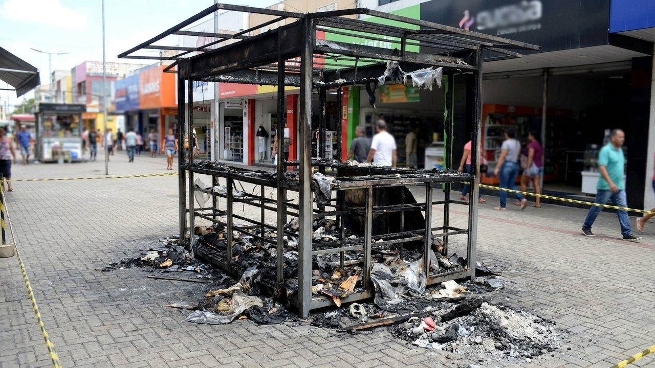 Banca de revistas é destruída por incêndio no Centro de Arapiraca