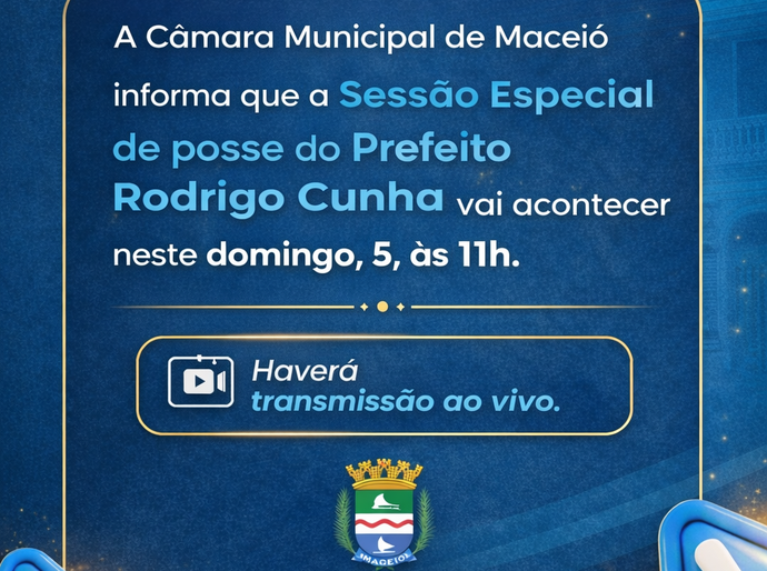 Câmara de Maceió convoca sessão para posse do novo prefeito