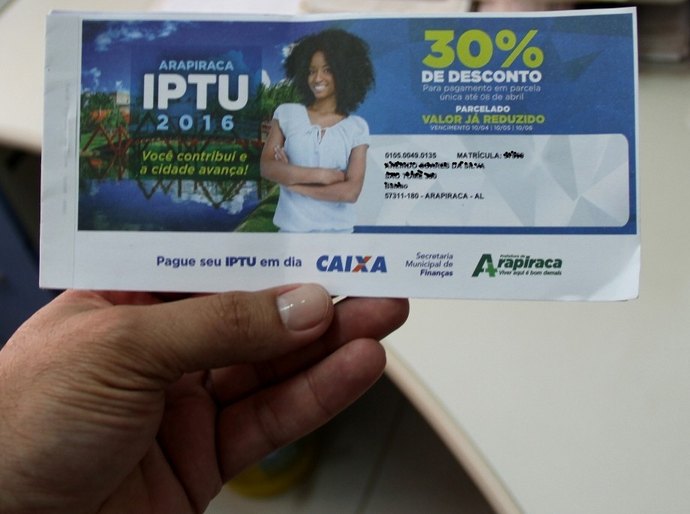Arapiraca: Prazo de pagamento do IPTU com 30% de desconto vai até (30)