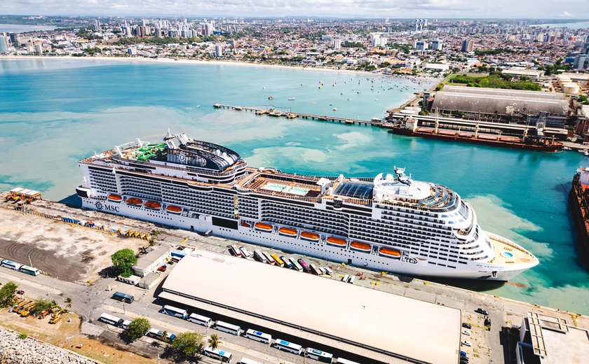 Maceió recebe cruzeiro MSC Grandiosa com mais de seis mil passageiros