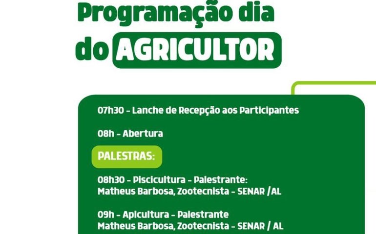 Secretaria de Agricultura de Novo Lino realiza programação nesta quinta em comemoração ao Dia do Agricultor