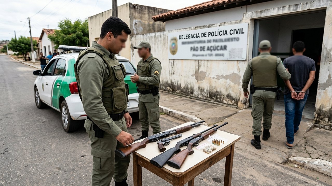 PM apreende quatro armas de fogo com suspeito de violência doméstica em Pão de Açúcar