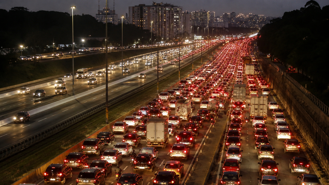 SP registra 1.445 km de lentidão, o 3º maior índice dos últimos 7 anos