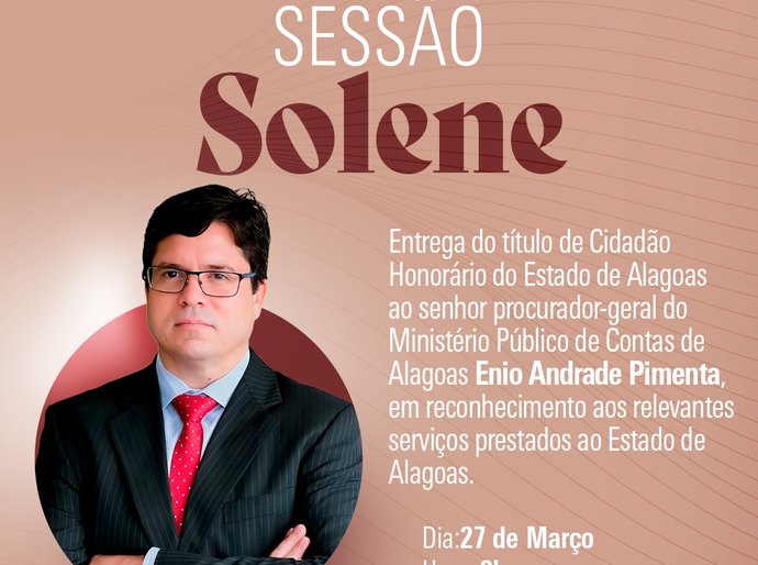 ALE concede título de Cidadão Honorário a procurador-geral do MP de Contas