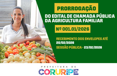Coruripe: Prorrogado prazo do Edital de Chamada Pública da Agricultura Familiar até 20 de fevereiro
