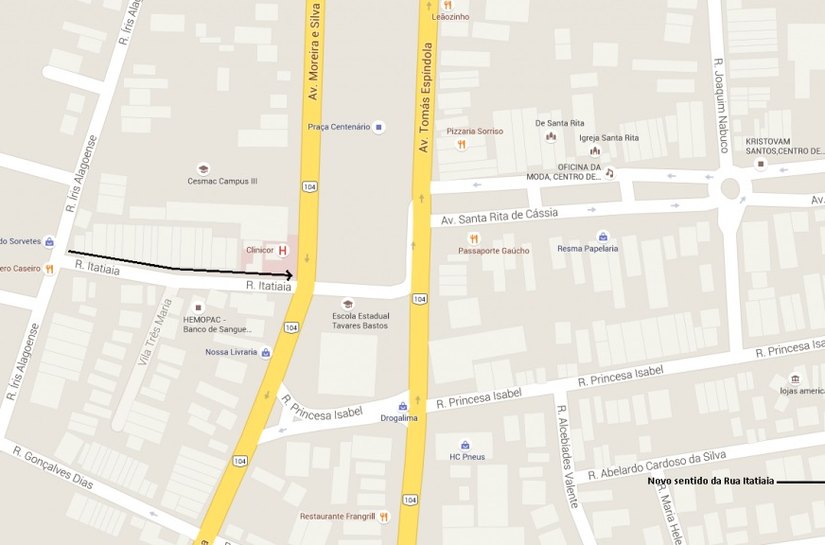 Rua Itatiaia em Maceió terá sentido invertido a partir de sábado