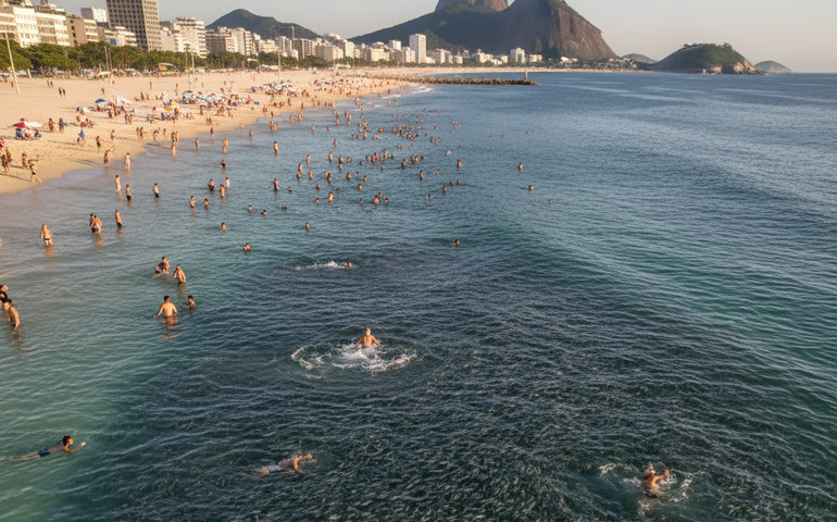 Banhistas nadam ao lado de cardumes em praias do Rio