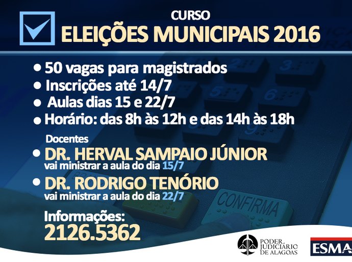 Curso sobre eleições municipais recebe inscrições até quinta-feira (14)