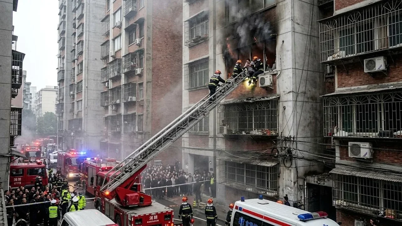 Criança tem cabeça presa em grade de janela à beira de cair do 12º andar na China