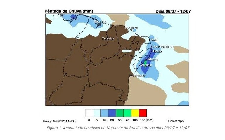 Intensidade da chuva diminui nesta segunda-feira em todo o Nordeste