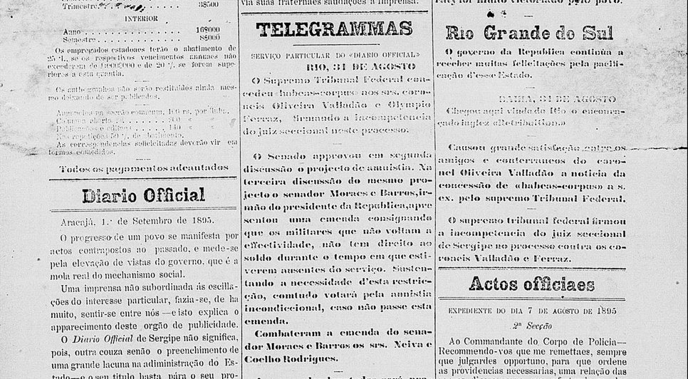 Diário Oficial_Primeira publicação  Oficial / Foto: Segrase