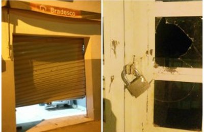 Bandidos rendem policiais e guardas municipais em assalto ao Bradesco e agência dos Correios