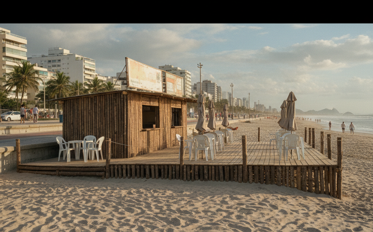 Em praias do Rio, quiosques fazem  ‘puxadinhos’ que avançam sobre a areia, cobram consumação e até entrada
