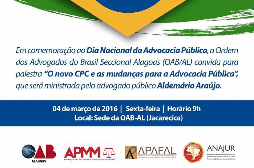 Palestra na OAB Alagoas celebra Dia Nacional da Advocacia Pública