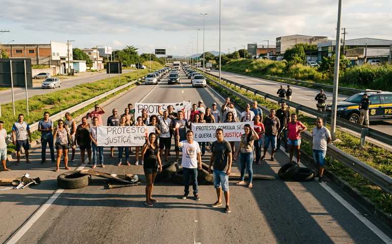Protesto contra morte de homem durante arrastão em São Gonçalo interdita BR-101