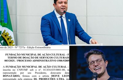 Vereador Allan Pierre parabeniza o evangelista Deive Leonardo com Moção de Aplauso após doação de cachê artístico