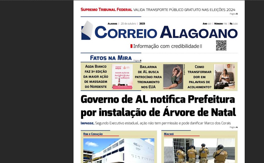 Governo de AL notifica Prefeitura por instalação de Árvore de Natal