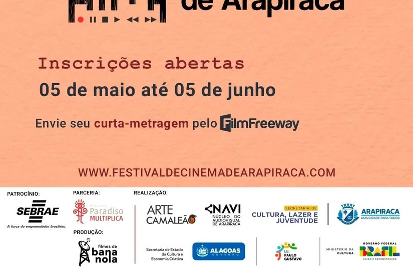 Abertas as inscrições para oficinas do 3º Festival de Cinema de Arapiraca