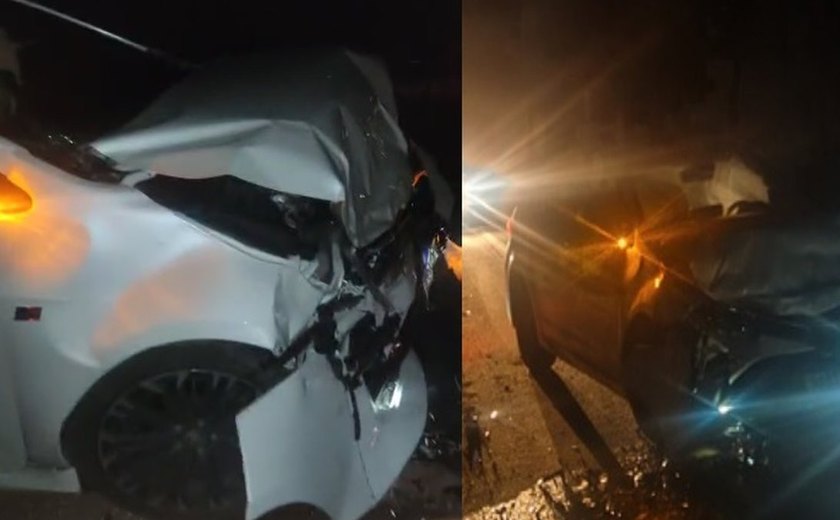 Colisão entre carros deixa cinco feridos na BR-316, em Palmeira dos Índios