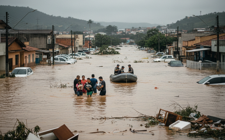 Chuvas intensas provocam alagamentos e deixam famílias desalojadas em cidades de Minas Gerais