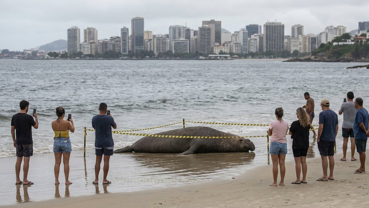 Elefante-marinho reaparece em Niterói após passar pela orla do Rio