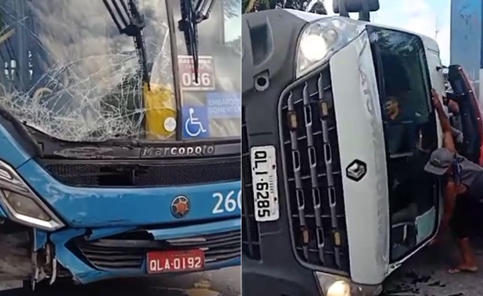 Ambulância capotou após colisão com ônibus na Avenida Fernandes Lima Ambulância capotou após colisão com ônibus na Avenida Fernandes Lima
