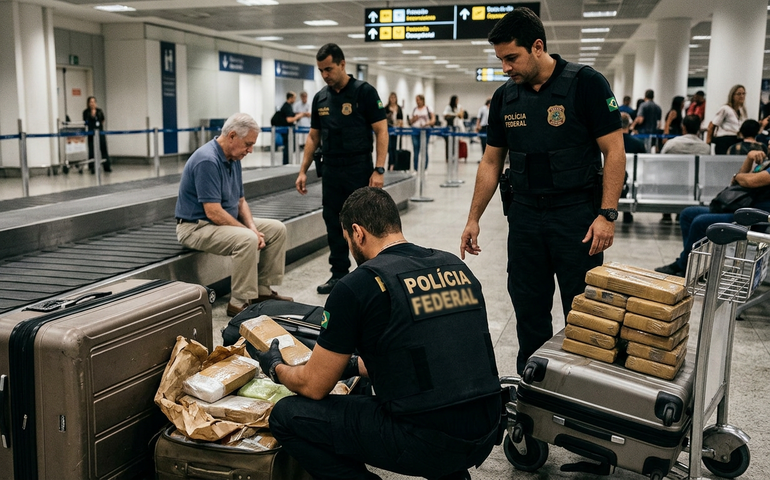 Polícia Federal prende americano de 77 anos com cocaína, cumpre mandados e apreende 45 kg de haxixe