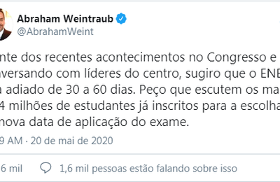 Ministro sugere adiamento do Enem por até 60 dias