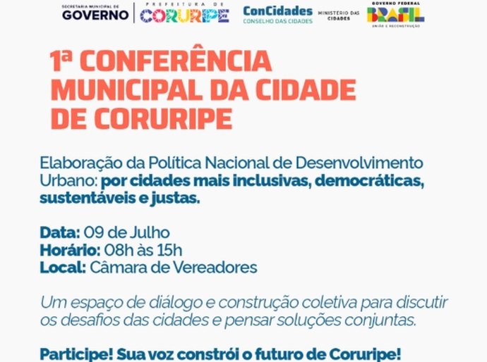 Coruripe promove sua 1ª Conferência Municipal das Cidades e convida população a construir o futuro urbano da cidade
