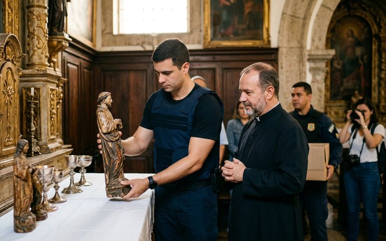 PF devolve peças sacras históricas avaliadas em R$ 85 mil à Igreja da Lapa dos Mercadores após recuperação em leilões de SP